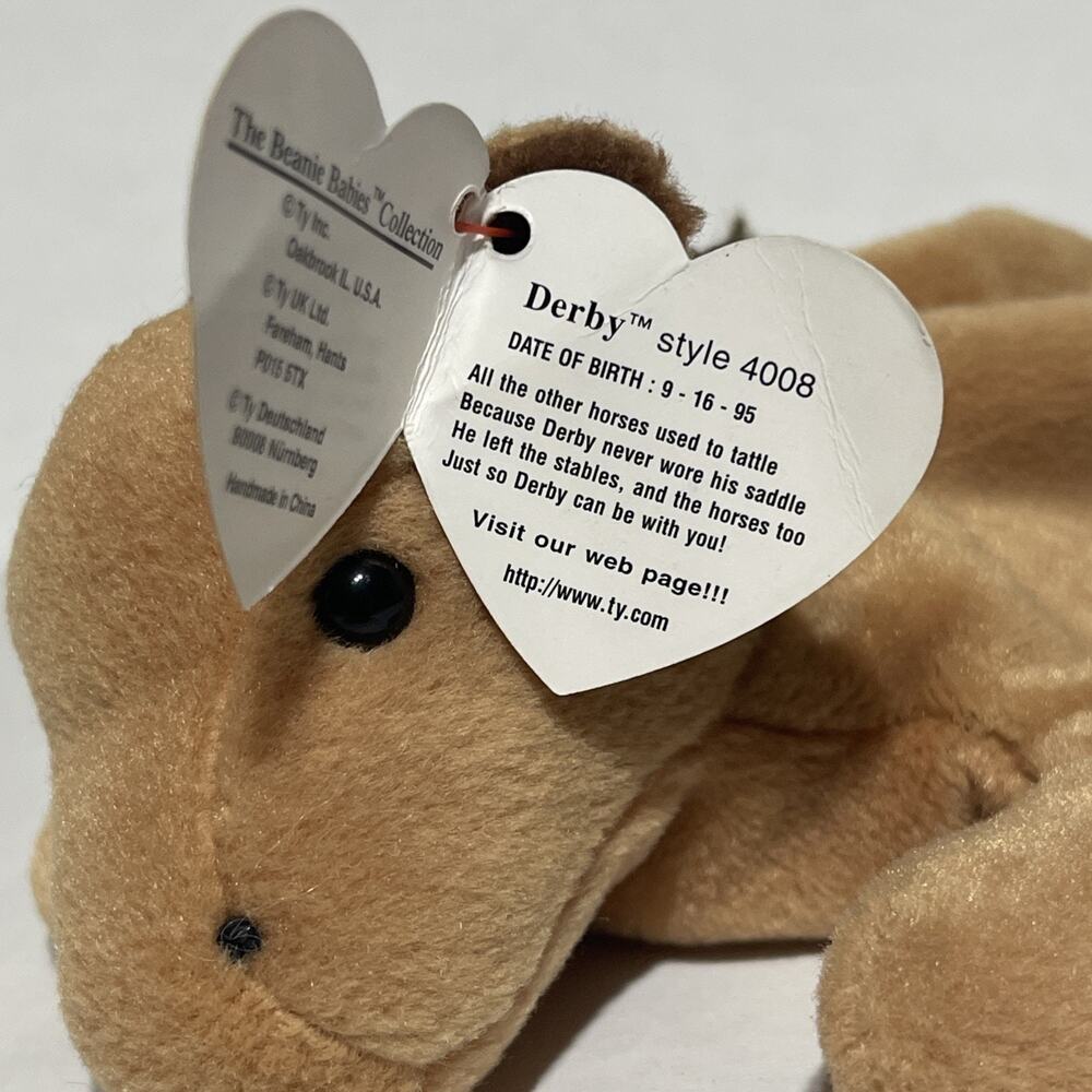 1995 Ty Beanie Baby DERBY Horse Rare No Star Coarse Mane PVC Pellets Retired - Picture 6 of 9